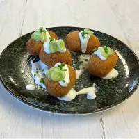 Croquette Mesón de Pincho Moruno nach griechischer Art.