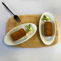 Croquete de frango (La de Corral - Gastrobar) com maionese de trufas e espargos