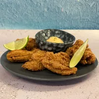 Pollo estilo Kentucky con salsa ranchera